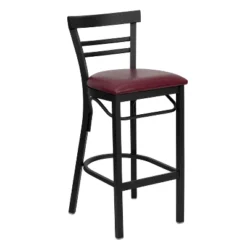 Emma And Oliver Two-Slat Ladder Back Black Metal Restaurant Dining Barstool -Emma And Oliver GUEST 5bdd6c35 79c0 47d7 b601 8b3d7e4141a0