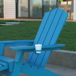 Emma And Oliver Set Of 2 Adirondack Chairs With Cup Holders And Pull Out Ottoman, All-Weather HDPE Indoor/Outdoor Lounge Chairs -Emma And Oliver GUEST 5c1822f5 2206 43ea 8e35 d7a7036dbbb9