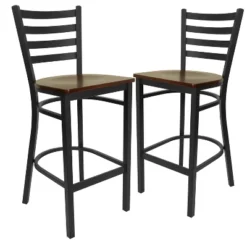 Emma And Oliver 2 Pack Ladder Back Metal Restaurant Barstool -Emma And Oliver GUEST 5c290656 dc01 437e 8958 b7d6406d8924