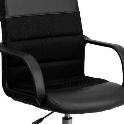 Emma And Oliver Mid-Back Black LeatherSoft And Mesh Swivel Task Office Chair With Arms 5 Emma And Oliver Mid-Back Black LeatherSoft And Mesh Swivel Task Office Chair With Arms - Image 5