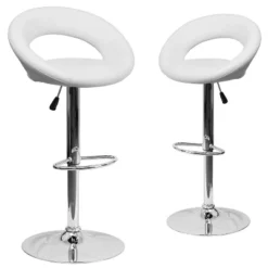 Emma And Oliver 2 Pack Contemporary Vinyl Rounded Orbit-Style Back Adjustable Height Barstool With Chrome Base -Emma And Oliver GUEST 5cbad450 21b5 4d9b a540 380a29334d2c