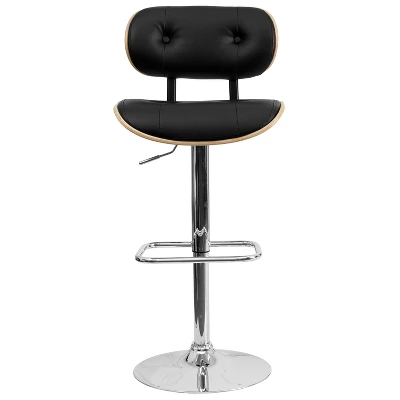 Emma And Oliver Bentwood Adjustable Height Barstool With Button Tufted Upholstery 8 Emma And Oliver Bentwood Adjustable Height Barstool With Button Tufted Upholstery - Image 8