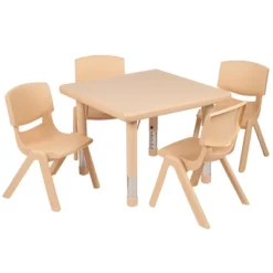 Emma And Oliver 24" Square Plastic Height Adjustable Activity Table Set With 4 Chairs -Emma And Oliver GUEST 5d4779ed f55a 4698 b41c 24b2b2ede9bd
