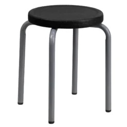 Emma And Oliver Stackable Stool With Silver Powder Coated Frame -Emma And Oliver GUEST 5e04ef43 cfcb 4790 a9ce 4eb042bdbde3
