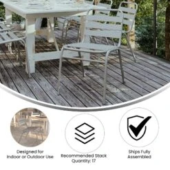 Emma And Oliver Aluminum Commercial Indoor-Outdoor Armless Restaurant Stack Chair With Triple Slat Back -Emma And Oliver GUEST 5e469a3b 238b 41fd 823d 738f74e701d0