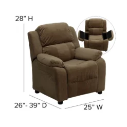 Emma And Oliver Deluxe Padded Contemporary Kids Recliner With Storage Arms -Emma And Oliver GUEST 5e559181 9edd 450a 9ecd d8c9ef8d311e