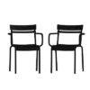 Emma And Oliver Powder Coated Steel Stacking Dining Chair With Arms And 2 Slat Back For Indoor-Outdoor Use