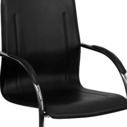 Emma And Oliver 4 Pack Black Vinyl Side Reception Chair W/ Chrome Sled Base - Lobby & Guest Seating -Emma And Oliver GUEST 5ec4a425 3943 4d3b 8e00 80c75e573180