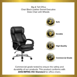 Emma And Oliver 24/7 500 Lb. Big & Tall Executive Swivel Ergonomic Office Chair With Loop Arms -Emma And Oliver GUEST 5ee94b43 93f7 4df7 bdd1 c406ba121b6c