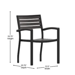 Emma And Oliver Set Of 2 Stackable All-Weather Aluminum Patio Chairs With Faux Teak Slats -Emma And Oliver GUEST 5f80bdd9 9e3b 44bb 8dcd 85c0bfae8632