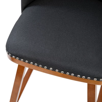 Emma And Oliver Upholstered Mid-Back Stools With Nailhead Accent Trim & Wood Frames 7 Emma And Oliver Upholstered Mid-Back Stools With Nailhead Accent Trim & Wood Frames - Image 7