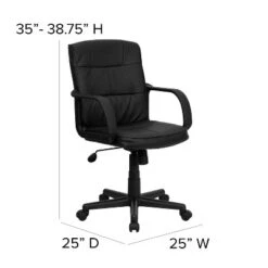 Emma And Oliver Mid-Back Black LeatherSoft Swivel Task Office Chair With Arms -Emma And Oliver GUEST 5f9e5321 c183 4d9e 9230 37089299e7d4