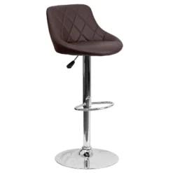Emma And Oliver Bucket Seat Adjustable Height Barstool With Diamond Pattern Back -Emma And Oliver GUEST 5fb68ab2 344e 43c5 8dad 49648e913246