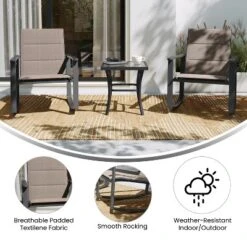 Emma And Oliver 3 Piece Outdoor Rocking Chair Patio Set With Flex Comfort Material And Metal Framed Glass Top Table -Emma And Oliver GUEST 5fe0b85b 7b68 486e b981 123fffaf8ebd