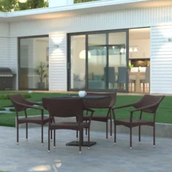 Emma And Oliver Modern All-Weather Patio Dining Chair With Fade And Weather Resistant PE Rattan And Reinforced Steel Frame -Emma And Oliver GUEST 6017f8ab e2d6 41e1 8356 180e09535f5c