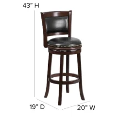 Emma And Oliver 29"H Panel Back Cappuccino Wood Swivel Seat Barstool -Emma And Oliver GUEST 601cccc4 741b 4439 8bfb cc5ccd975659
