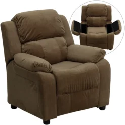 Emma And Oliver Deluxe Padded Contemporary Kids Recliner With Storage Arms -Emma And Oliver GUEST 606f8e68 7460 40d5 8629 74ef83114760