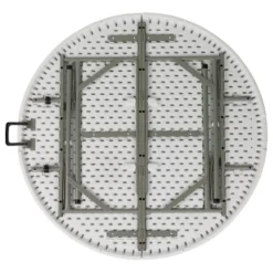 Emma And Oliver 4-Foot Round Bi-Fold Granite White Plastic Event Folding Table With Handle -Emma And Oliver GUEST 60975abb e22b 4eb9 8066 e95f5204ca25