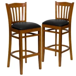 Emma And Oliver 2 Pack Vertical Slat Back Wooden Restaurant Barstool -Emma And Oliver GUEST 6109f969 7be6 4bc5 8826 99895dc60c5b