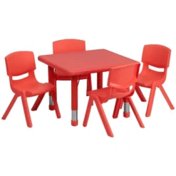 Emma And Oliver 24" Square Plastic Height Adjustable Activity Table Set With 4 Chairs -Emma And Oliver GUEST 621fdb43 42e4 40c7 a0c5 89c5b6471905