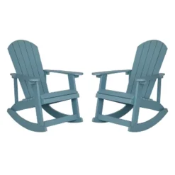 Emma And Oliver Set Of 2 Marcy Classic All-Weather Poly Resin Rocking Adirondack Chairs With Stainless Steel Hardware For Year Round Use -Emma And Oliver GUEST 625551f5 a5a8 41c1 97ee e1d02aeedcc8