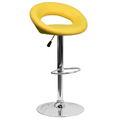 Emma And Oliver Rounded Orbit-Style Back Vinyl Swivel Adjustable Height Barstool 11 Emma And Oliver Rounded Orbit-Style Back Vinyl Swivel Adjustable Height Barstool - Image 11
