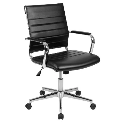 Emma And Oliver Mid-Back LeatherSoft Ribbed Executive Swivel Office Chair - Desk Chair 13 Emma And Oliver Mid-Back LeatherSoft Ribbed Executive Swivel Office Chair - Desk Chair - Image 13