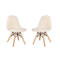 Emma And Oliver Set Of 2 Children's Dorset Faux Shearling Accent Chairs With Beechwood Legs For Bedroom, Play Room And More -Emma And Oliver GUEST 63238b9f f503 4263 ae24 79e891534d47