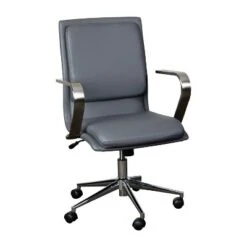 Emma And Oliver Modern Upholstered Mid-Back Home Office Chair With Arms And 5 Star Base -Emma And Oliver GUEST 63494c0b 0efc 4a26 b9ab 1a15d667e483