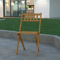 Emma And Oliver Set Of 2 All Natural Weather Resistant Acacia Wood Folding Patio Bistro Chairs In A Natural Finish With Protective Teak Oil Layer -Emma And Oliver GUEST 63d3eaeb 4380 400d 81e2 5c74e3ccd8a9