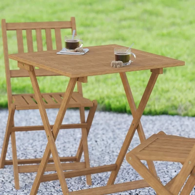 Emma And Oliver Portable Natural Solid Acacia Wood Folding Patio Side Table For Indoor And Outdoor Use 2 Emma And Oliver Portable Natural Solid Acacia Wood Folding Patio Side Table For Indoor And Outdoor Use - Image 2