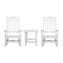 Emma And Oliver Set Of 2 Indoor/Outdoor Poly Resin Rocking Chairs With Side Table -Emma And Oliver GUEST 6469dc84 f081 48b7 990d e627f05ec527
