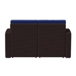 Emma And Oliver Faux Rattan Loveseat With All-Weather Cushions -Emma And Oliver GUEST 64776fb5 1ecb 49f1 a072 d30575cc4290