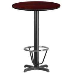 Emma And Oliver 30" Round Laminate Bar Table With 22"x22" Foot Ring Base -Emma And Oliver GUEST 649f6df9 b9d8 4e67 afff 881ae00bd1d2