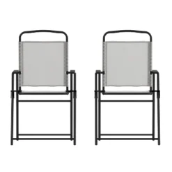Emma And Oliver Set Of 2 Textilene Folding Sling Style Patio Chairs With Armrests -Emma And Oliver GUEST 64a63d95 2dfa 4fda b0ec 5aff93165bd4