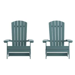Emma And Oliver Set Of 2 Indoor/Outdoor Poly Resin Folding Adirondack Chairs, All-Weather Chairs For Porch, Patio, Or Sunroom -Emma And Oliver GUEST 64e51ff8 e268 4006 af79 dfc0c756ea1d
