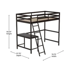 Emma And Oliver Twin Wood Loft Bed Frame With Protective Guardrails And Integrated Desk And Ladder For Use With Any 6-8" Thick Mattress -Emma And Oliver GUEST 6576511c fdb7 4b5a 9f7f 1d21d1104cfa