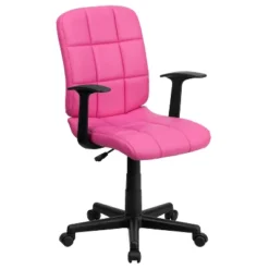 Emma And Oliver Mid-Back Quilted Vinyl Swivel Task Office Chair With Arms -Emma And Oliver GUEST 65974bc4 b75a 4a15 8c51 773fa9596542