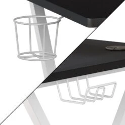 Emma And Oliver Gaming Desk With Cup Holder, Headphone Hook, And Monitor/Smartphone Stand -Emma And Oliver GUEST 65e009e7 dd85 4c47 8f5a ee589ff7a7c7