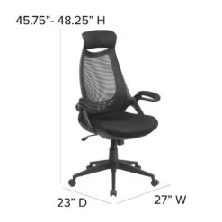 Emma And Oliver High Back Black Mesh Executive Swivel Office Chair With Flip-Up Arms -Emma And Oliver GUEST 661d1d53 8a2a 4299 b9e9 f04b63999feb