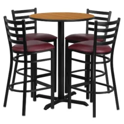 Emma And Oliver 30" Round Laminate Table Set With X-Base And 4 Ladder Back Stools -Emma And Oliver GUEST 66b03027 8315 48df a8ec 5b7df43afdbd