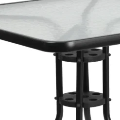 Emma And Oliver 31.5" Square Tempered Glass Metal Table -Emma And Oliver GUEST 670bb29b 8596 4112 a5bd 24342521921a