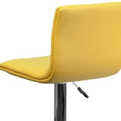 Emma And Oliver Yellow Vinyl Adjustable Height Barstool - Horizontal Stitch Back -Emma And Oliver GUEST 670dd38d 936b 4d3d 8dba 314319811677