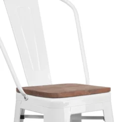 Emma And Oliver 30"H Metal Dining Barstool With Back And Square Wood Seat -Emma And Oliver GUEST 67117559 0de1 4ef9 b283 ab31990c154a