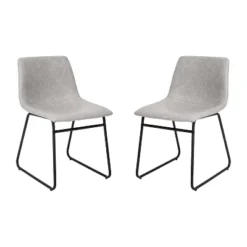 Emma And Oliver 18 Inch Indoor Dining Table Chairs, LeatherSoft Upholstery-Set Of 2 -Emma And Oliver GUEST 674b1b50 f4fc 49e3 a693 626280c7b9b0