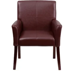 Emma And Oliver Leather Executive Side Reception Chair With Mahogany Legs -Emma And Oliver GUEST 6788b906 ce2e 4cf7 b629 3a59bc458ddb
