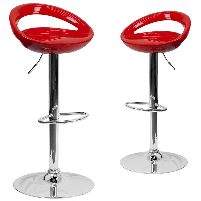 Emma And Oliver 2 Pack Contemporary Plastic Adjustable Height Barstool With Rounded Cutout Back And Chrome Base 11 Emma And Oliver 2 Pack Contemporary Plastic Adjustable Height Barstool With Rounded Cutout Back And Chrome Base - Image 11