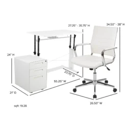 Emma And Oliver Work From Home Kit-Adjustable Desk, LeatherSoft Office Chair, Filing Cabinet -Emma And Oliver GUEST 68d54135 c246 4095 b576 72ab85c4a559