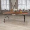 Emma And Oliver 6-Foot Rectangular Wood Folding Banquet Table With Clear Coated Finished Top