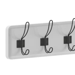 Emma And Oliver 34" Solid White Rustic Wall Hanging Storage Rack With Hooks For Entryway, Kitchen, Bathroom And More -Emma And Oliver GUEST 69bd19ae 0aca 48e7 aa6a aa293b24eaa9